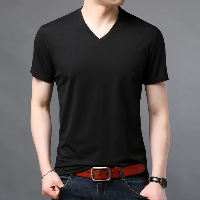 

T Shirts Men V-Neck Short Sleeve T Shirt Male 2021 Summer Tops Tees jke1646