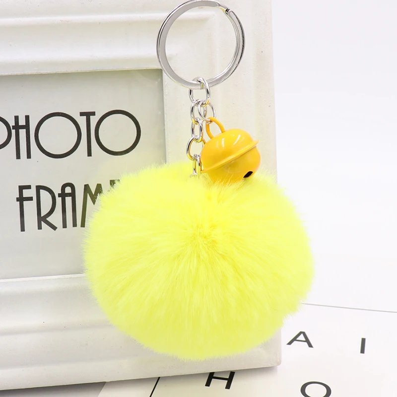 Новинка модный брелок для ключей с имитацией шара из меха кролика помпон кольца