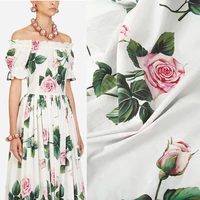 145cm width 100cotton rose printed with letter clothing handmade cloth for woman dress blouse pajamas sleepwear diy sewing