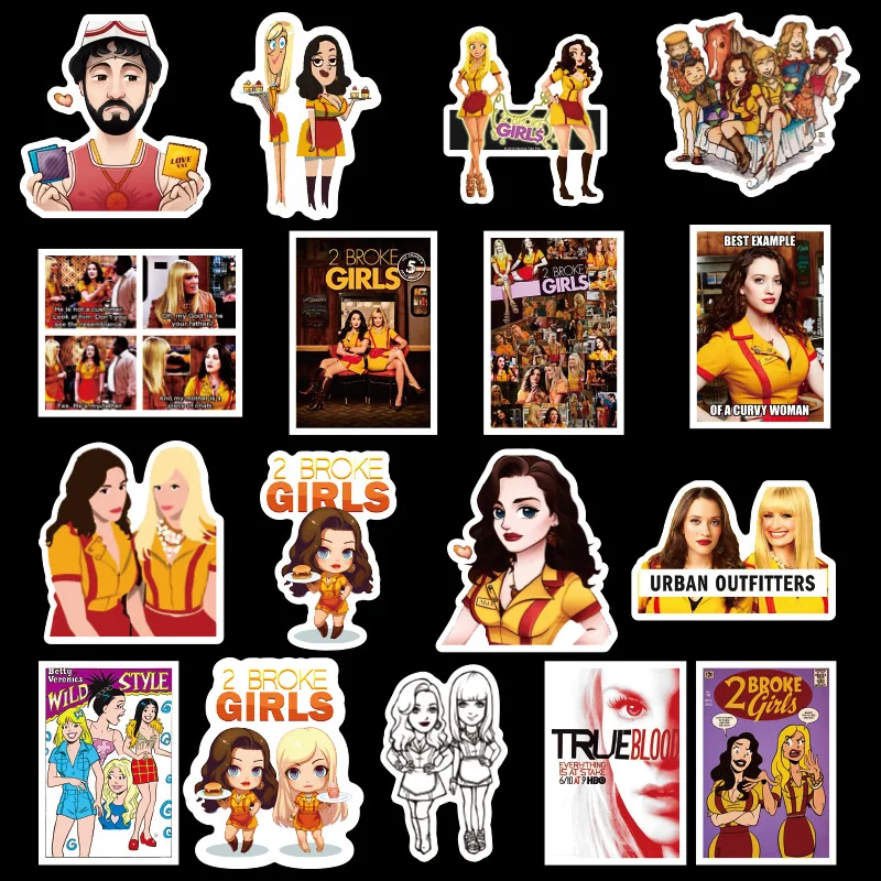 50pcs 2 Broke Girls Stickers Pack Fans Anime Vintage Paster Scrapbooking Diy Phone Laptop Collections Home Decorations Decals | Игрушки и