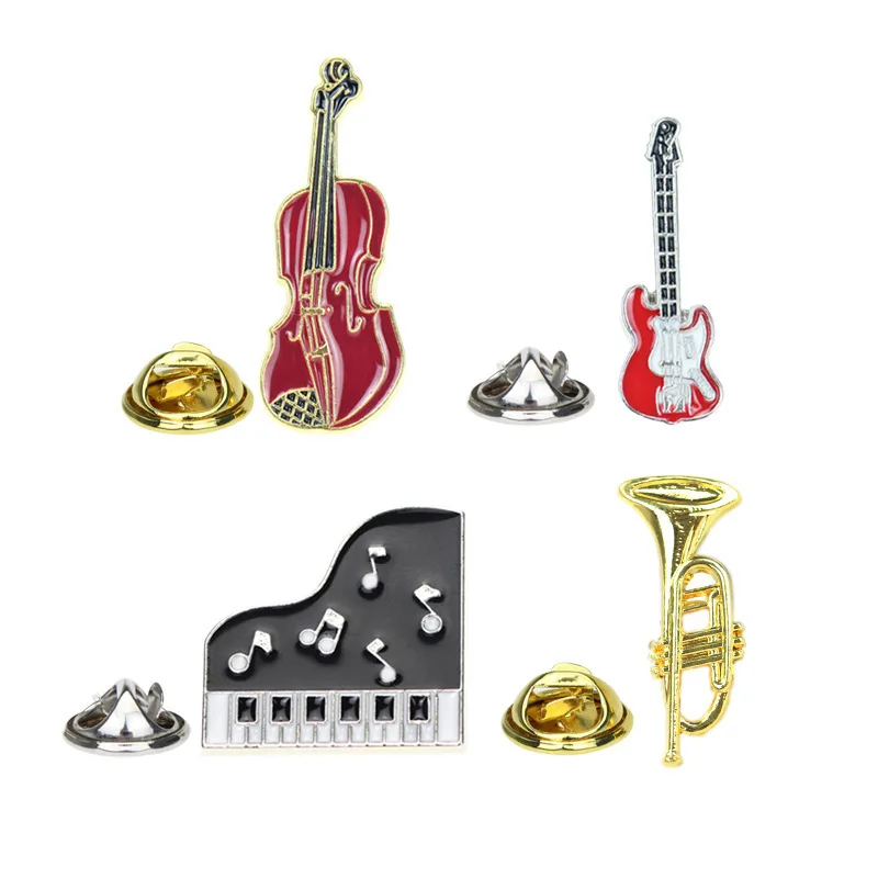 

Musical Instruments Hard Enamel Lapel Pin Collecting Badges Fashion Jewelry Collar Cello Saxophone Synthesizer Guitar Brooch