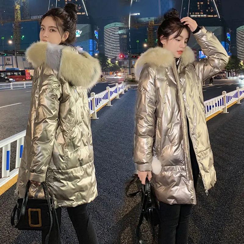 Clothing for Women Coats and Jackets Glossy Cotton Female The New Korean Version Loose Thicken No Cleaning