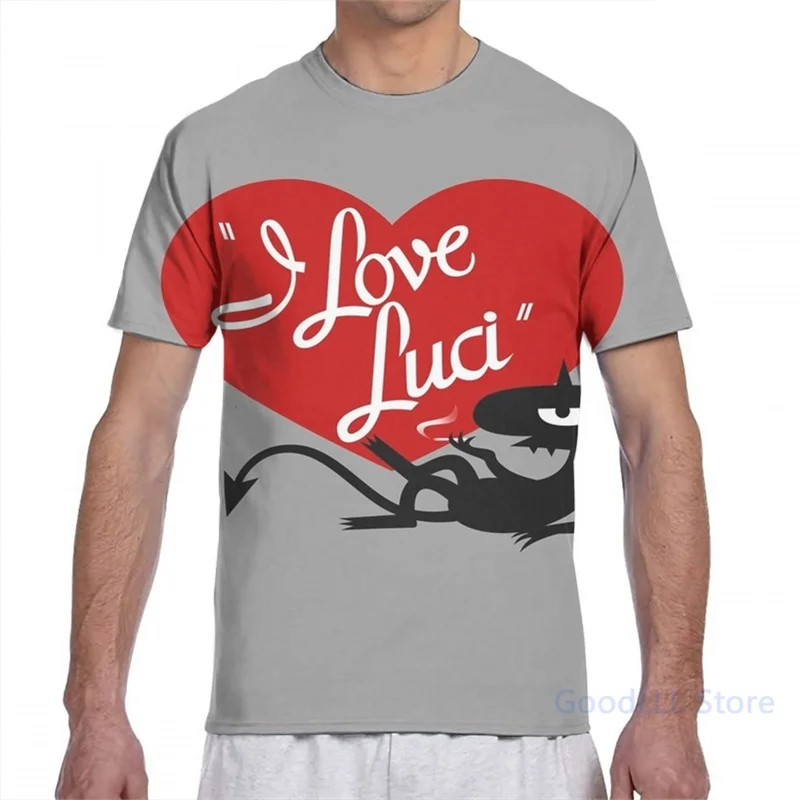 Мужская футболка с принтом I Love Luci модная короткими рукавами для мальчиков и