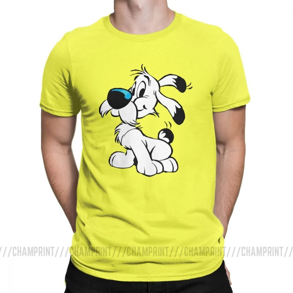 Мужские футболки Asterix And Obelix Новинка хлопковые футболки с коротким рукавом Dogmatix Idefix Ideafix Obelix футболка для собак топы размера плюс - Цвет: Цвет: желтый