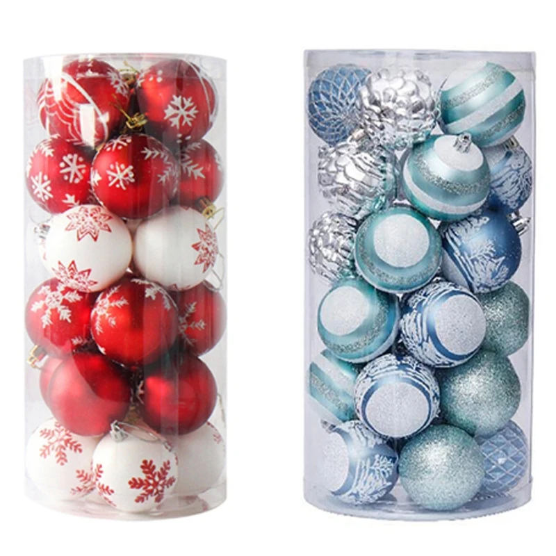 

30Pcs 60mm Christmas Xmas Tree Ball & 24x Christmas Decoration Ball Tree Ornaments Plastic Decoration Toys 6 cm