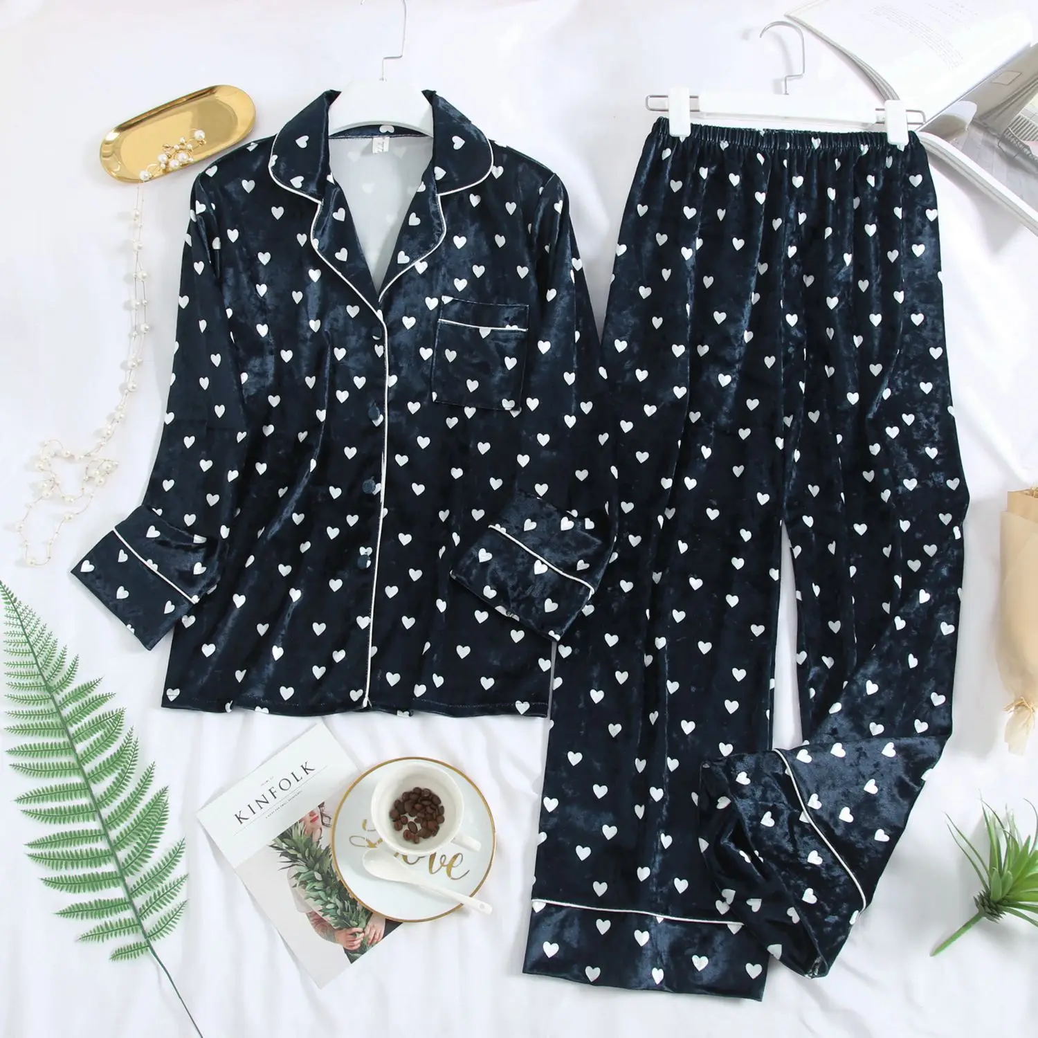 Бархатный осенний пижамный комплект MECHCITIZ 2019 для женщин теплый одежда сна штаны