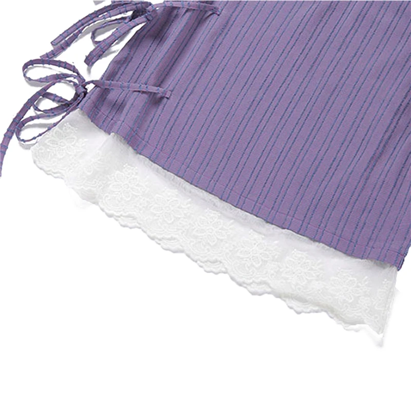 

2021 New Hot Sale Fashion Women Short Lace Up Skirt, Summer Adults High Waisted Lace Trim Pencil Skirt (Purple) Wholesale