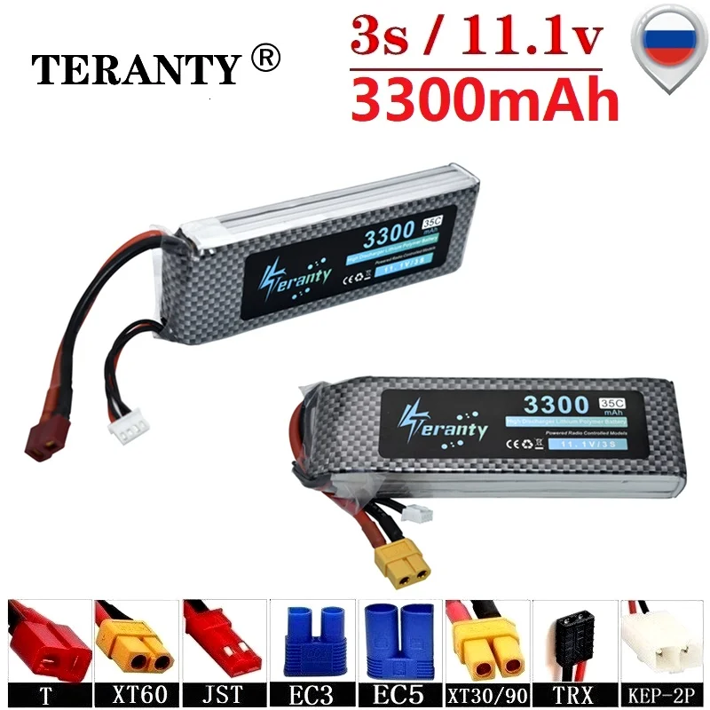 

Teranty Power 3s MAX 60C 11.1v 3300maH Lipo Battery For RC Car Boat Quodcopter Drones Spare Parts 11.1v Lithium Batteries T/XT60