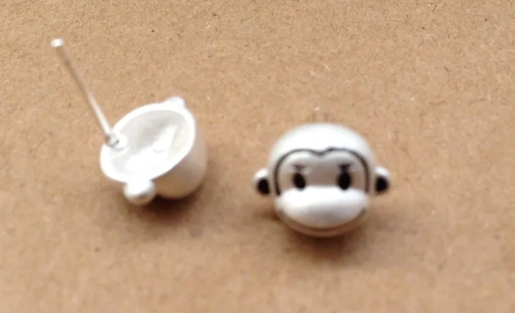 Милые серьги-гвоздики с обезьянкой для женщин ювелирные изделия женские