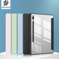 for samsung galaxy tab s6 lite case trifold stand pu leather smart flip cover with pencil holder for tab s7 fe s7 plus dux ducis