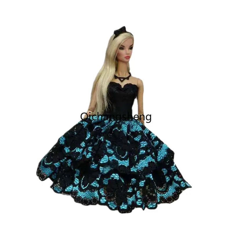 

Fashion Black Blue Lace 1/6 BJD Doll Clothes For Barbie Dress Outfits Evening Gown Vestido 11.5" Dolls Accessories Playhouse Toy