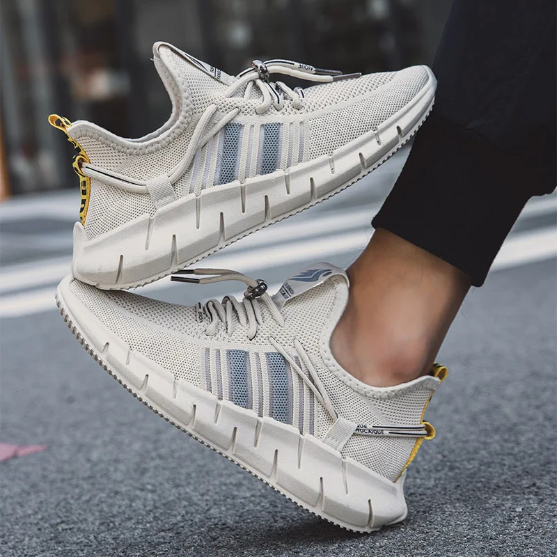 

Black Breathable Men Mesh Lace Up Shoes Fashion Casual No-slip Male Sneaker Anti-odor Lightweight Running Shoe Zapatillas Hombre