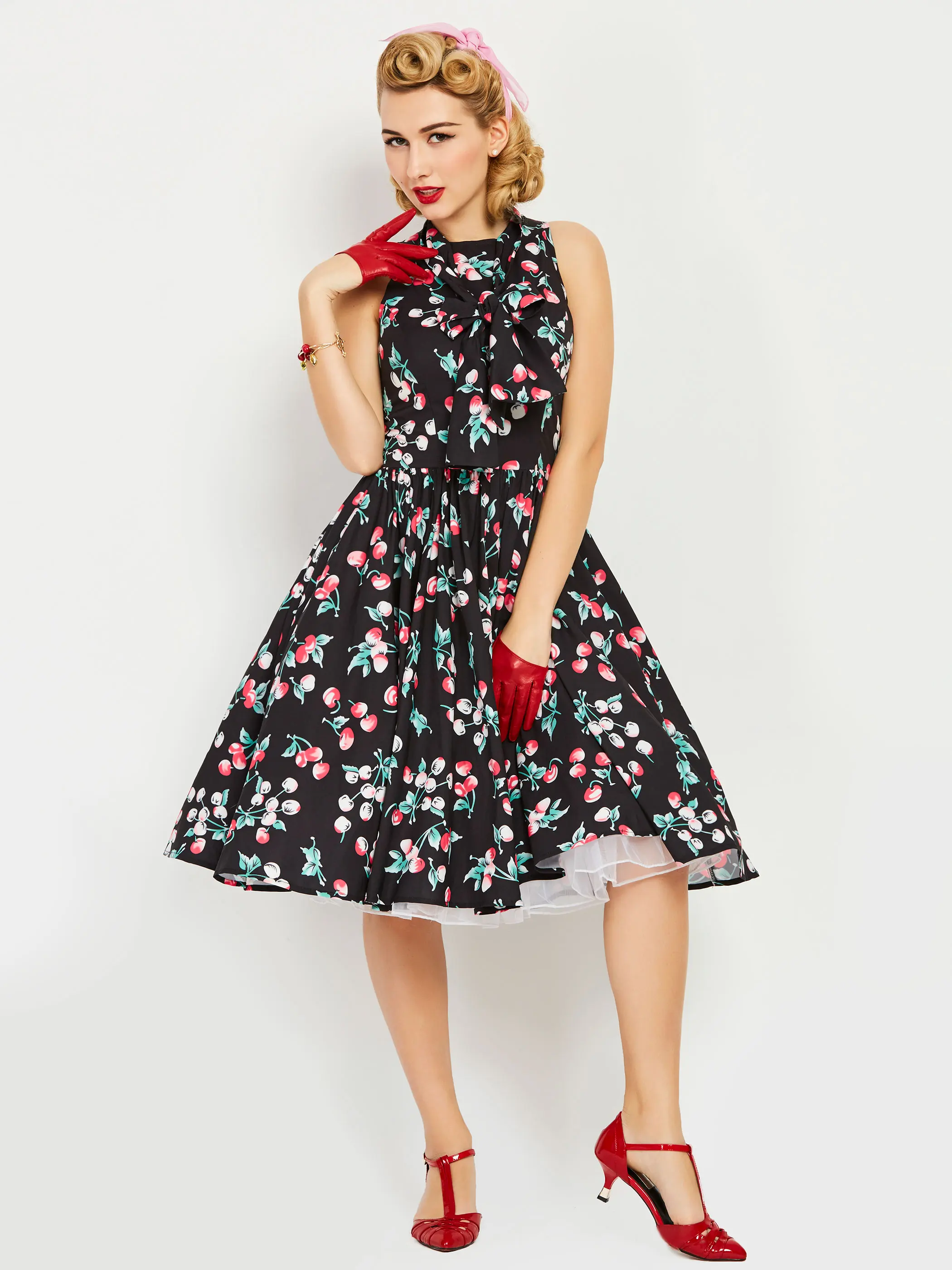 Женское винтажное платье миди большого размера плюс черное с цветочным принтом в