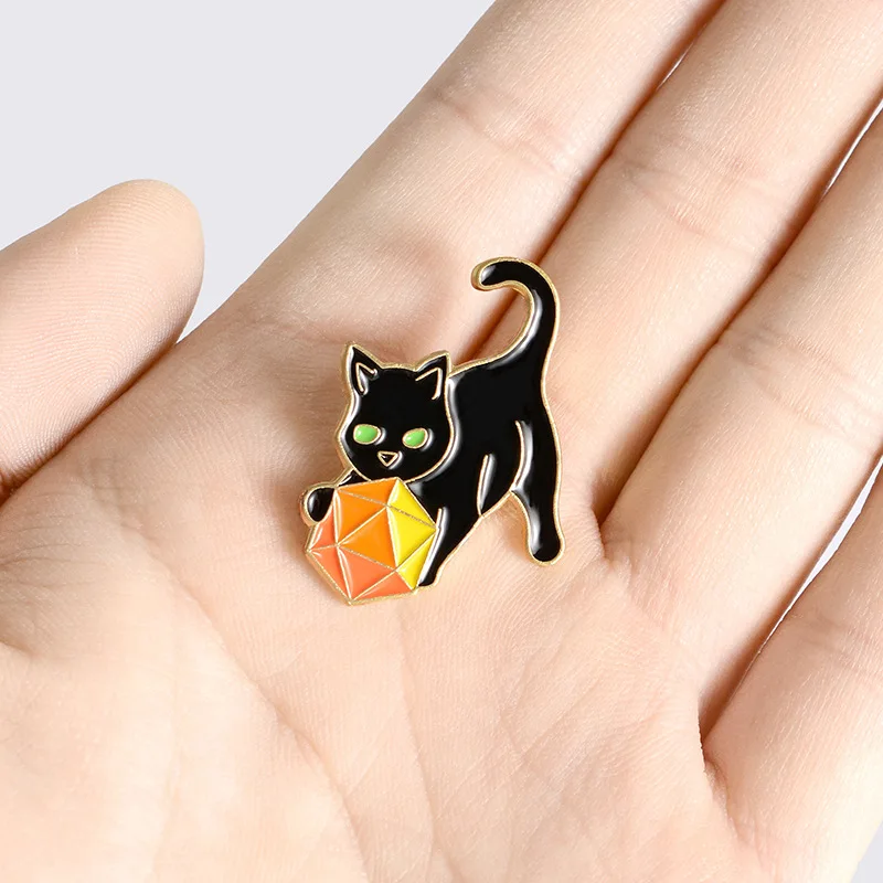 

Cartoon Cute Black Cat Women's Brooches Cat Holding Ball Brooch Pop-enamel Pin Lapel Badges Brooches For Women Funny Jewelry