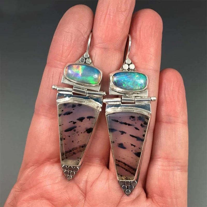 

Boho Ethnic Large Resin Stone Connection Drop Dangle Earrings For Women Indian Tribal Vintage Earrings Pendientes mujer moda
