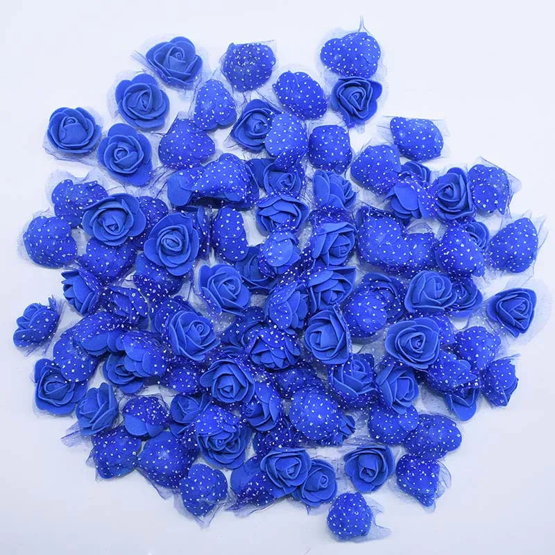 royal blue 50 шт./лот 3,5 см мини ПЭ пены розы искусственные головки цветов для DIY венки Аксессуары свадебные украшения вечерние ручной работы - Цвет: royal blue