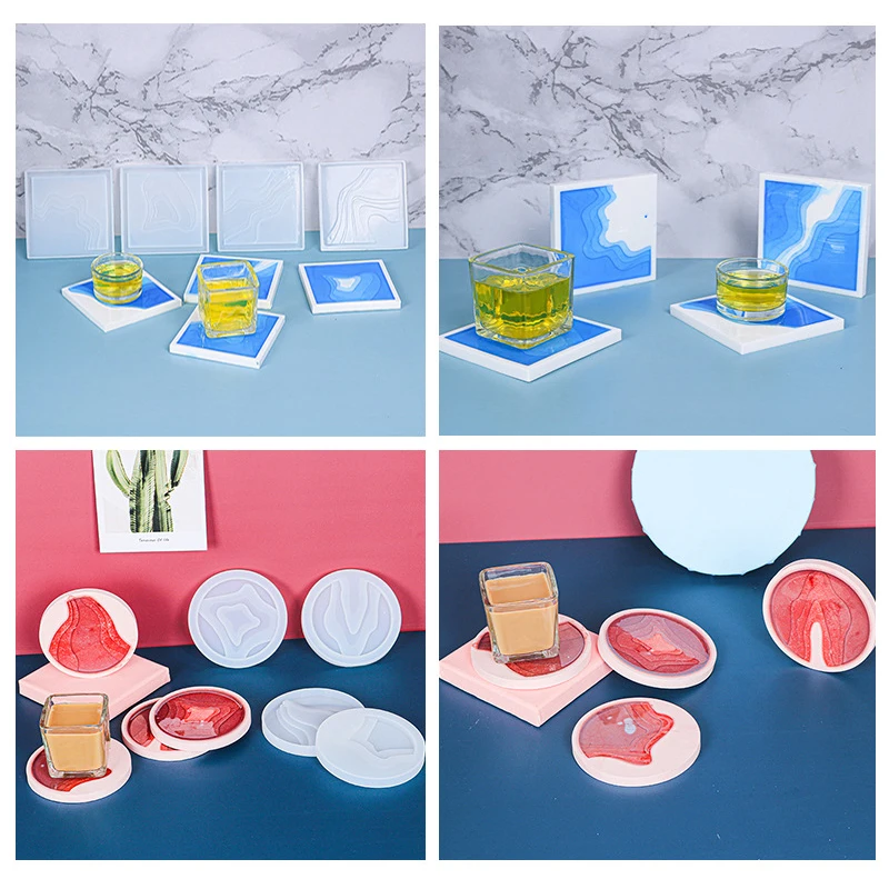 Coaster Mold Set DIY Epoxy Resin Silicone Storage Kitchen Anti-Scald Heat Insulation Pad Home Desktop Decoration |