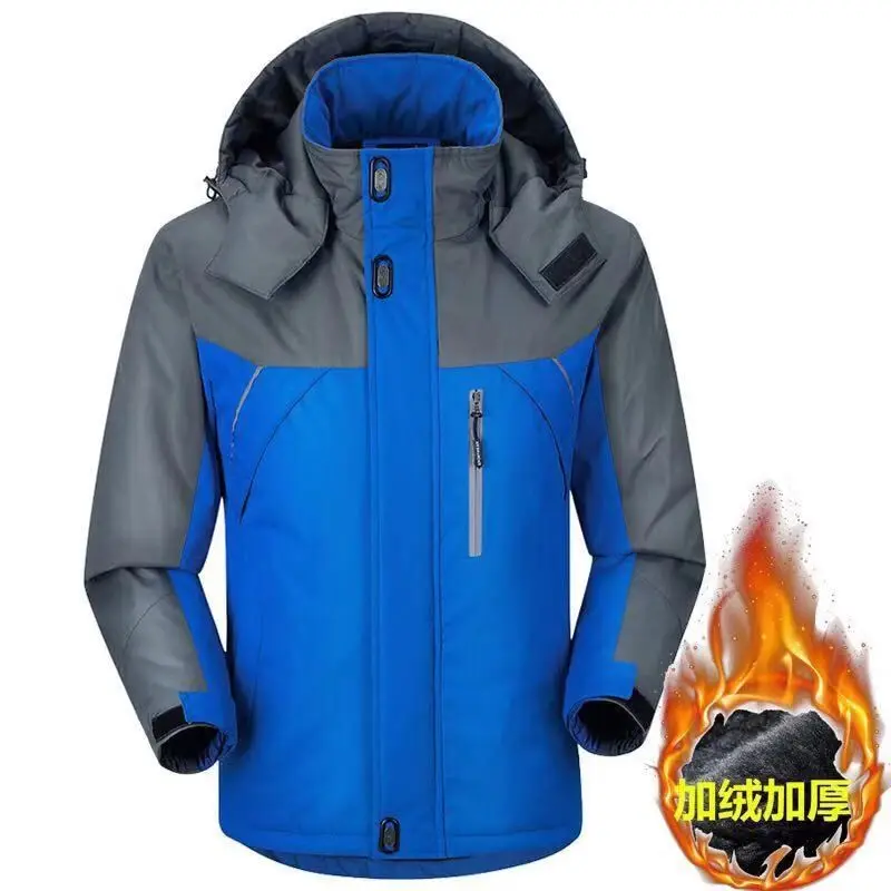 Мужская Зимняя парка красного цвета теплая ветрозащитная куртка с капюшоном в