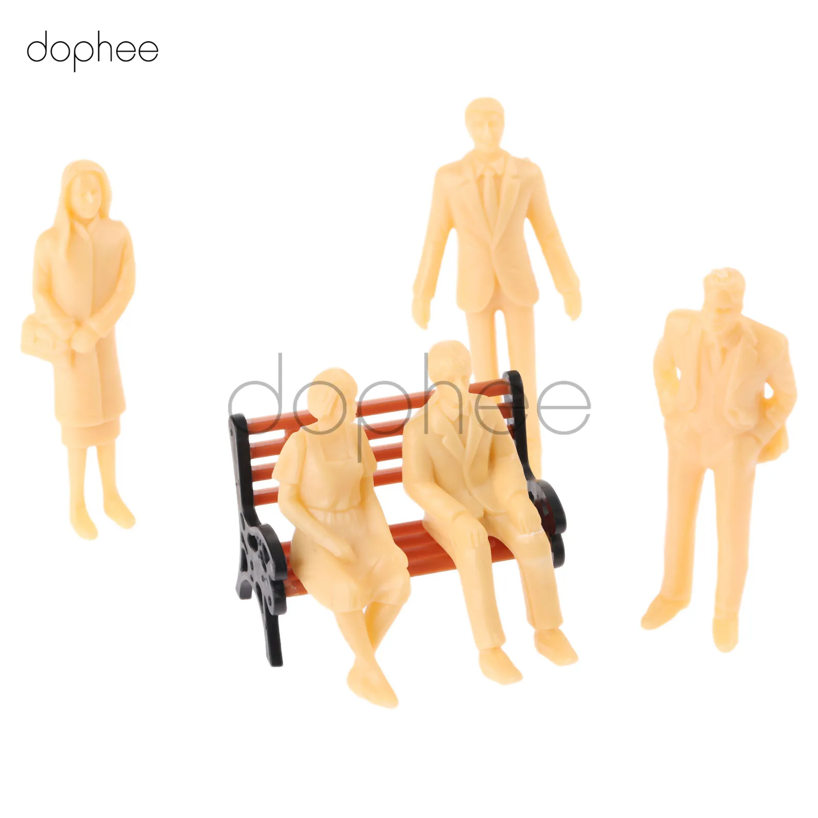 Dophee 20 шт. 1:30 белые модельные люди + 5 модельных фигурок парка пассажирский поезд