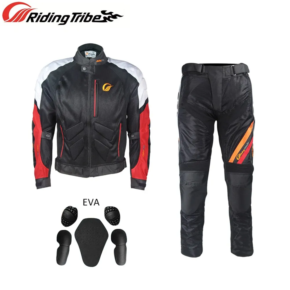 Men Motorcycle Riding Jacket Pants Summer Breathable Riding Protective Coat and Trousers Suit Motorbike Racing Clothing JK-39