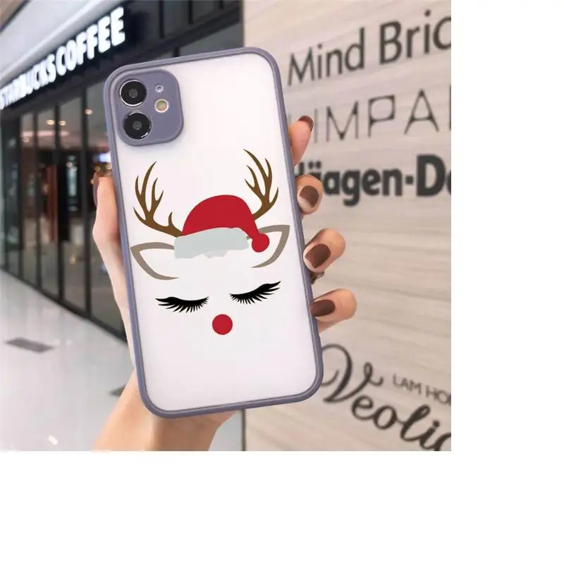 

Christmas deer elk socks snow Phone Cases Matte Transparent for iPhone 7 8 11 12 s mini pro X XS XR MAX Plus cover funda