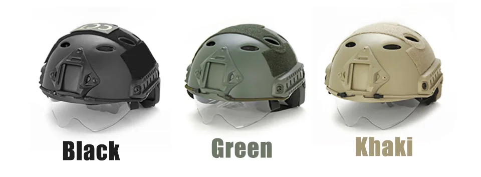 Шлем тактический со стеклянными крыльями и защитными очками цвет в