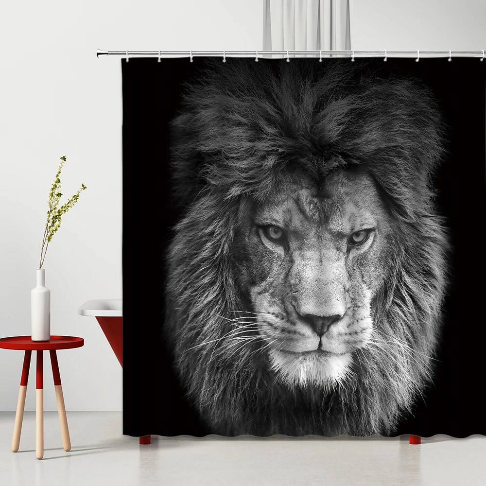 

Tiger Shower Curtain Wild Ferocious Animal Africa Home Bathroom Supplies Curtains For Rooms And Halls Waterproof Fabric Screens