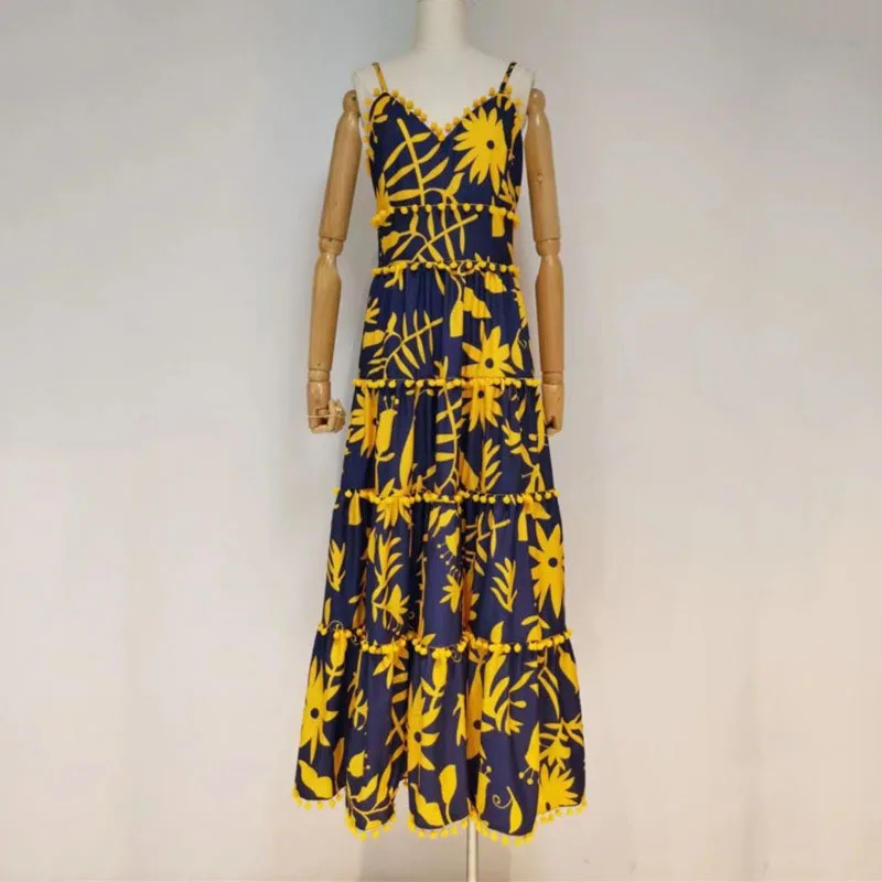 

DEAT 2021 New Women's Sexy Wrapped Chest Sleeveless Heavy Industry Stitching Printed Sling High Waist Dress Summer Autumn 7E1028
