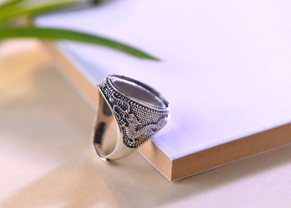 Мужское кольцо из тайского серебра с кабошоном 15 х20 мм | Украшения и аксессуары