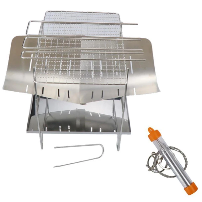 

Outdoor Foldable Portable Stainless Steel Barbecue Grill Convenient Camping Barbecue Grill Wood Stove