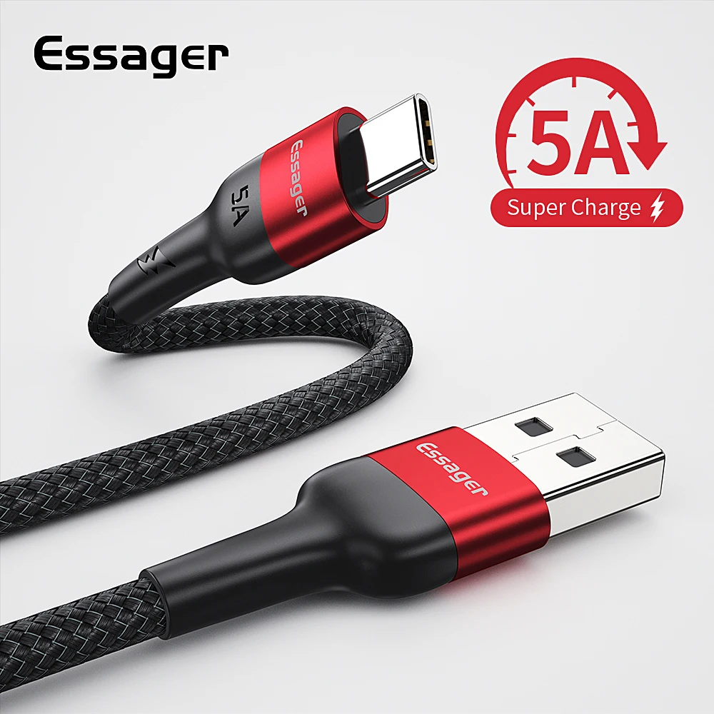 

Essager 5A USB Type C Cable For Huawei Mate 20 P30 P20 P10 P9 Pro OPPO R9 R7 R5 USBC Type-C Cord Quick Charge 4.0 USB-C Cable