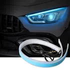 1 шт. Автомобильные светодиодные дневные ходовые огни DRL для интерьера гибкие мягкие направляющие трубки 30 см 45 см 60 см 12 в желтый, голубой, белый