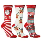 Модные рождественские носки подарок Деда Мороза для детей, унисекс, рождественские забавные носки для леди, женщин, Чулки с дедом мороза, 2021