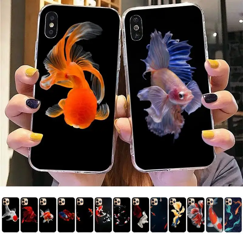 

MaiYaCa Art Painting Goldfish Phone Case for iPhone 11 12 13 mini pro XS MAX 8 7 6 6S Plus X 5S SE 2020 XR cover