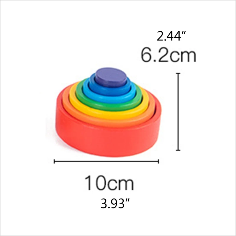 

Wood Rainbow Blocks Natural Wooden Toy Children Block Rainbow Toy Building Block
