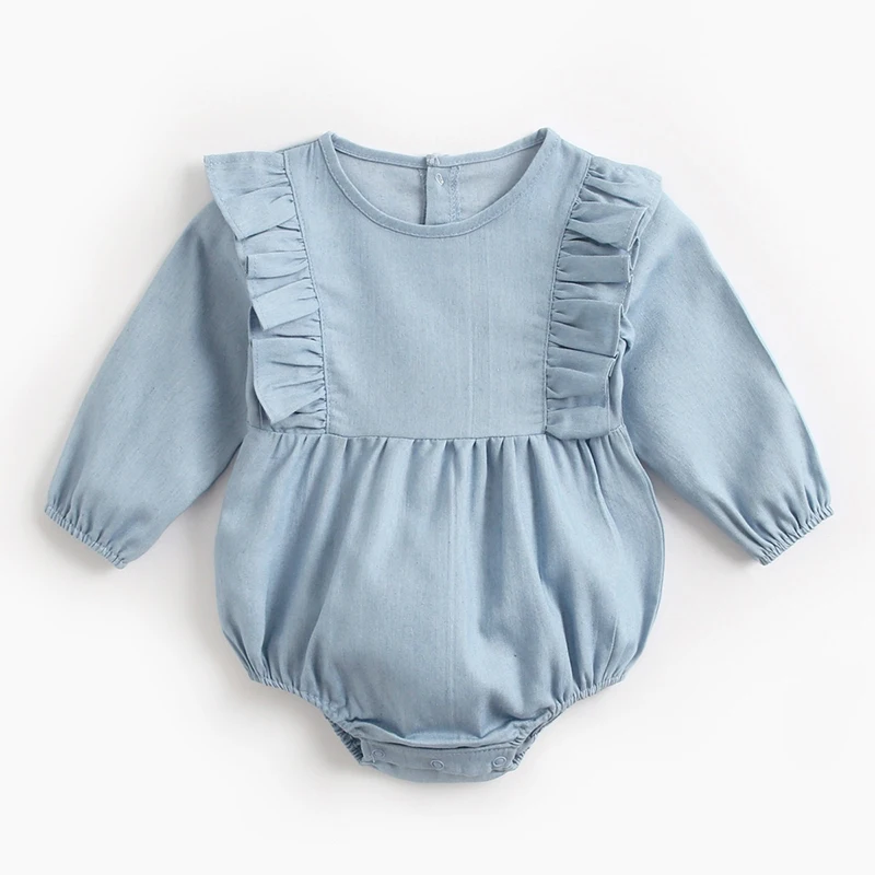 

2021 New Solid Infant Toddler Baby Girl Romper Vintage Long Sleeve Neborn Girl Romper Jumpsuit Spring Autumn Baby Girl Clothing