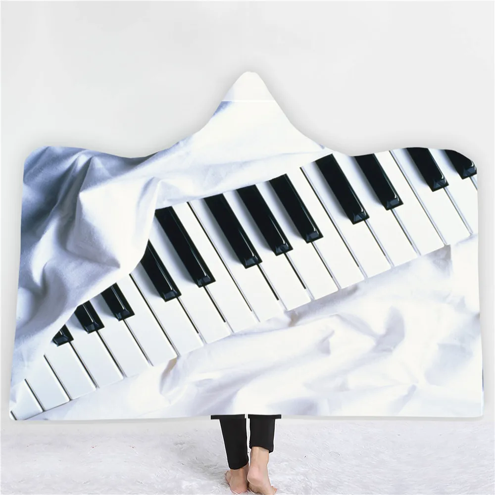 Музыкальный инструмент печать Одеяло с капюшоном теплая зимняя способный