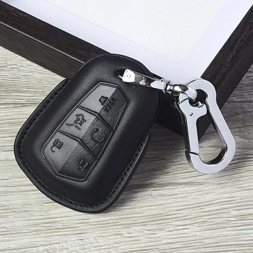 Leather Car Key Fob Cover Case For Cadillac ATX CTS CT6 XTS XT5 ELR SRX Escalade | for