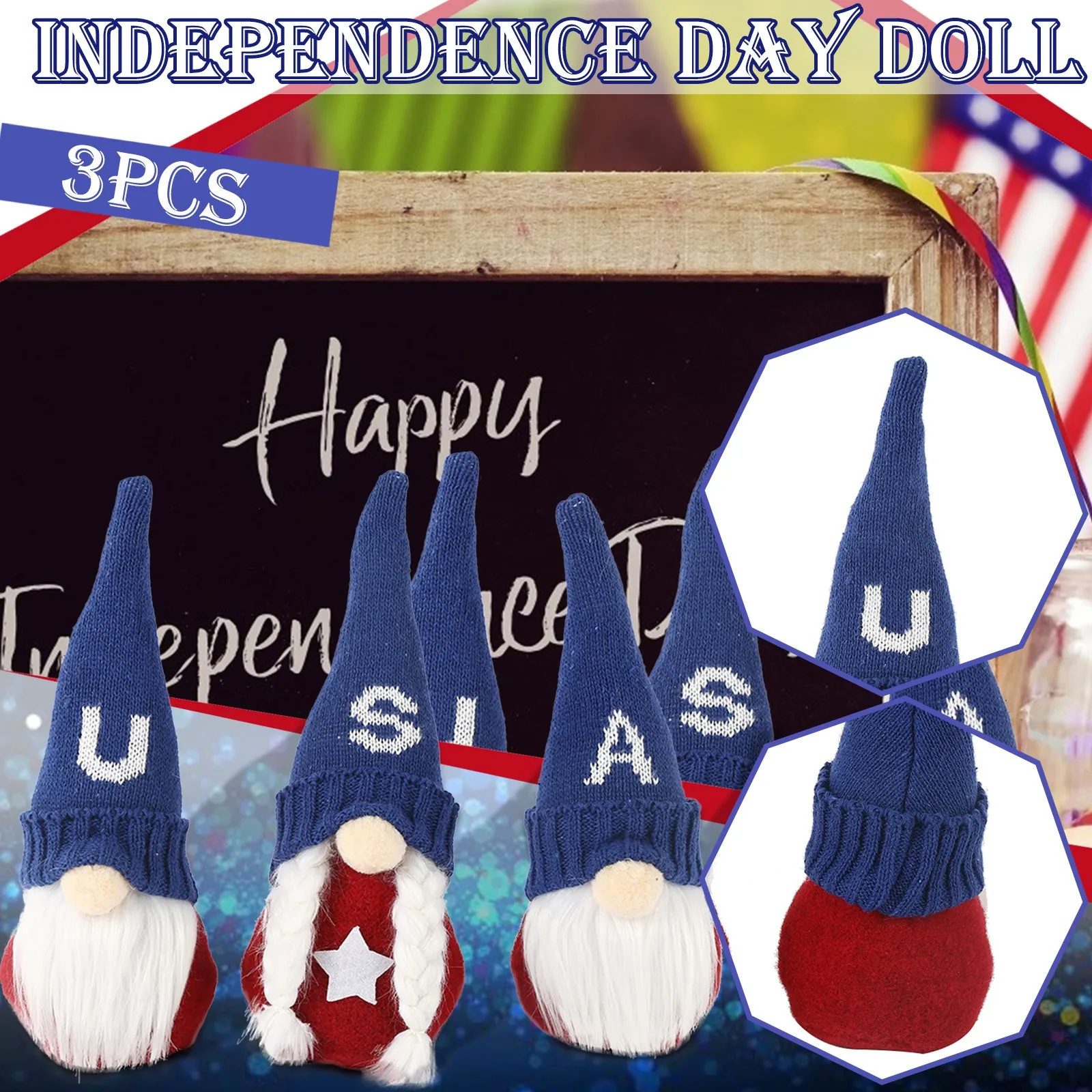 

3 шт. патриотический гном День ветеранов США Домашний Декор День Независимости подарок ручной работы украшения комнаты милый гном плюшевые ...