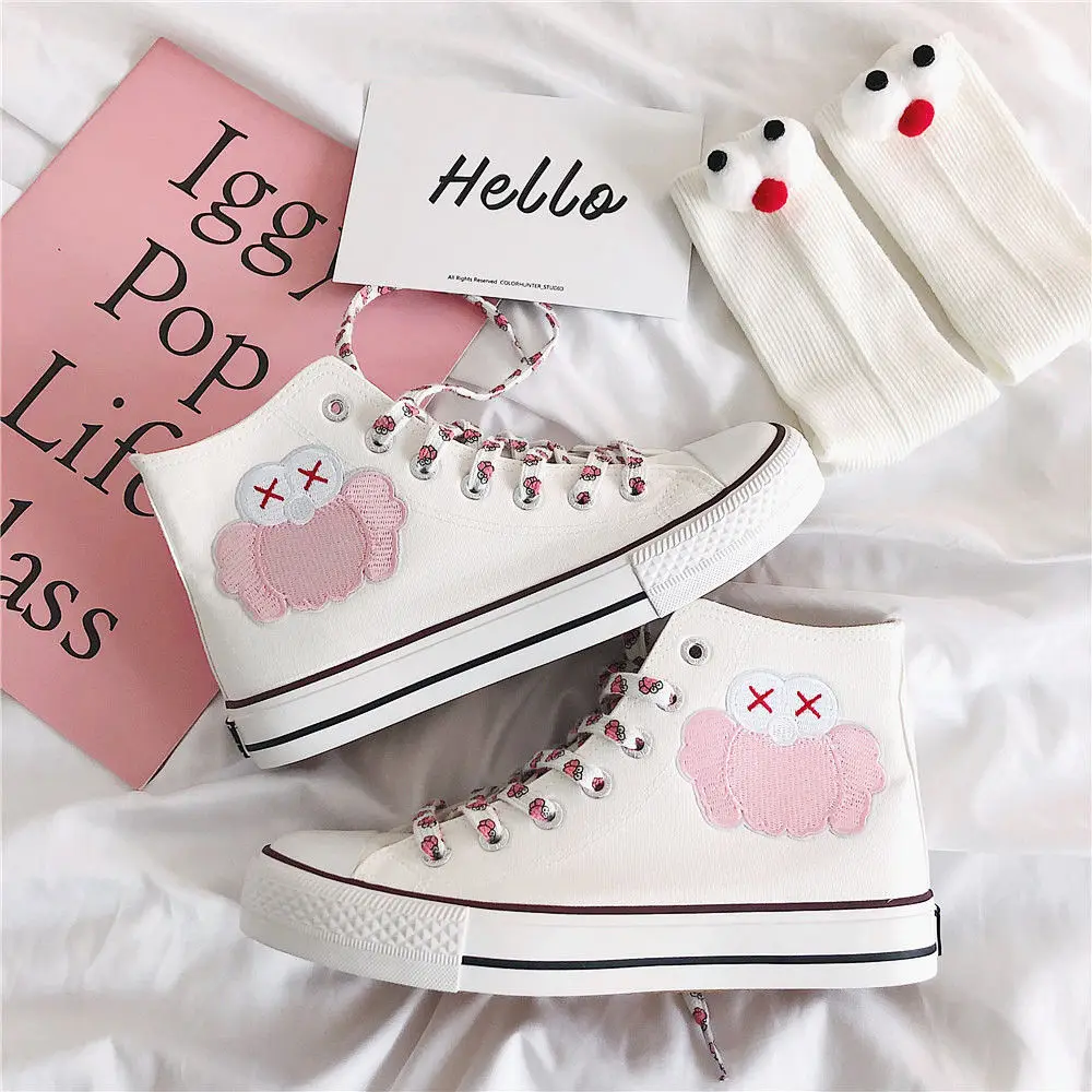 

High Top Canvas Shoes for Women Versatile 2020 Spring New Korean Fashion Lace Up Color Matching Net Red Board Shoes