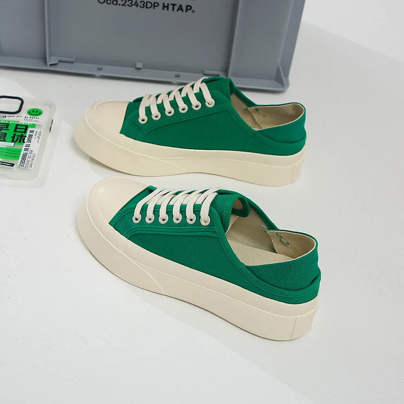 

New Women Casual Shoes INS Fashion New Female Solid Vulcanized Sneakers Lace Up Canvas Shoes Woman Casual Shoes