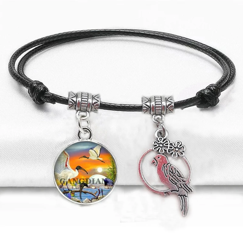 Винтажный браслет с подвеской в виде птицы античном стиле модный черный на руку