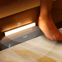 Luz con Sensor de movimiento, luz de noche LED inalámbrica, lámpara de noche recargable por USB para armario de cocina, lámpara de armario, retroiluminación de escalera