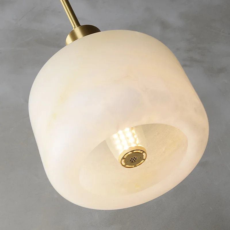 

Chinese style bedroom bedside chandelier modern minimalist personality creative light luxury marble copper lamp