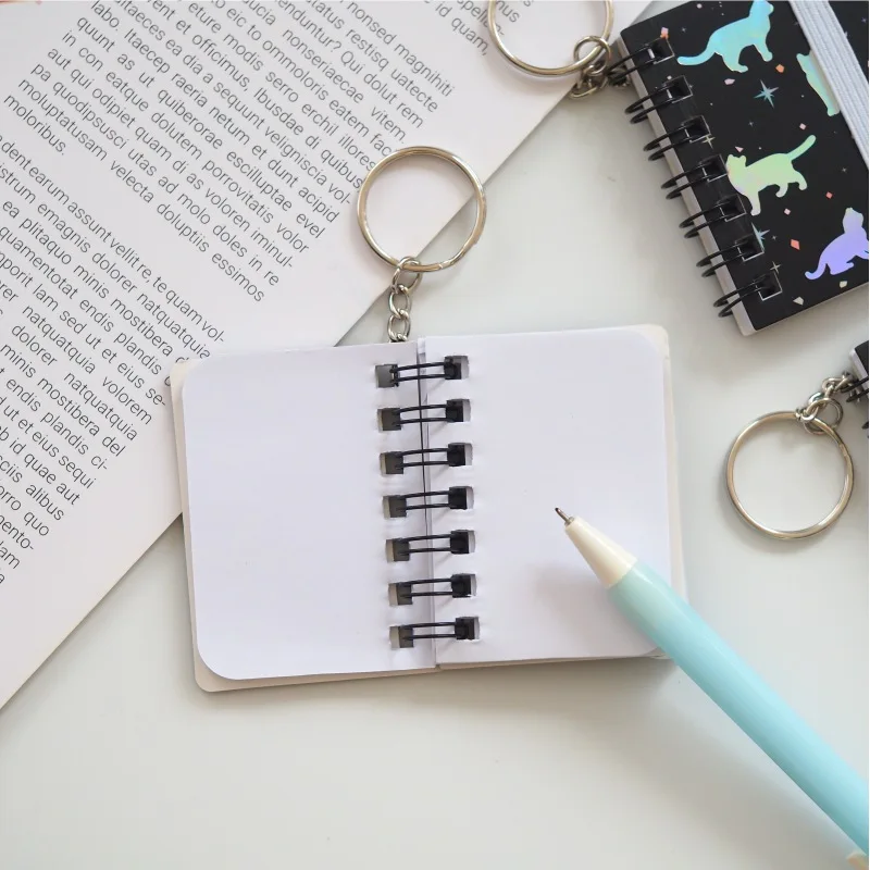 4 шт. мини карманный блокнот с изображением кошки Галактики петля брелок дневник