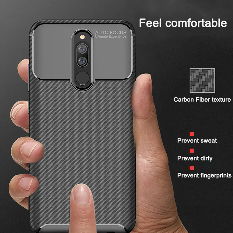 Чехол для Xiaomi Redmi 8 8A Роскошный чехол из углеродного волокна Мягкий Силиконовый