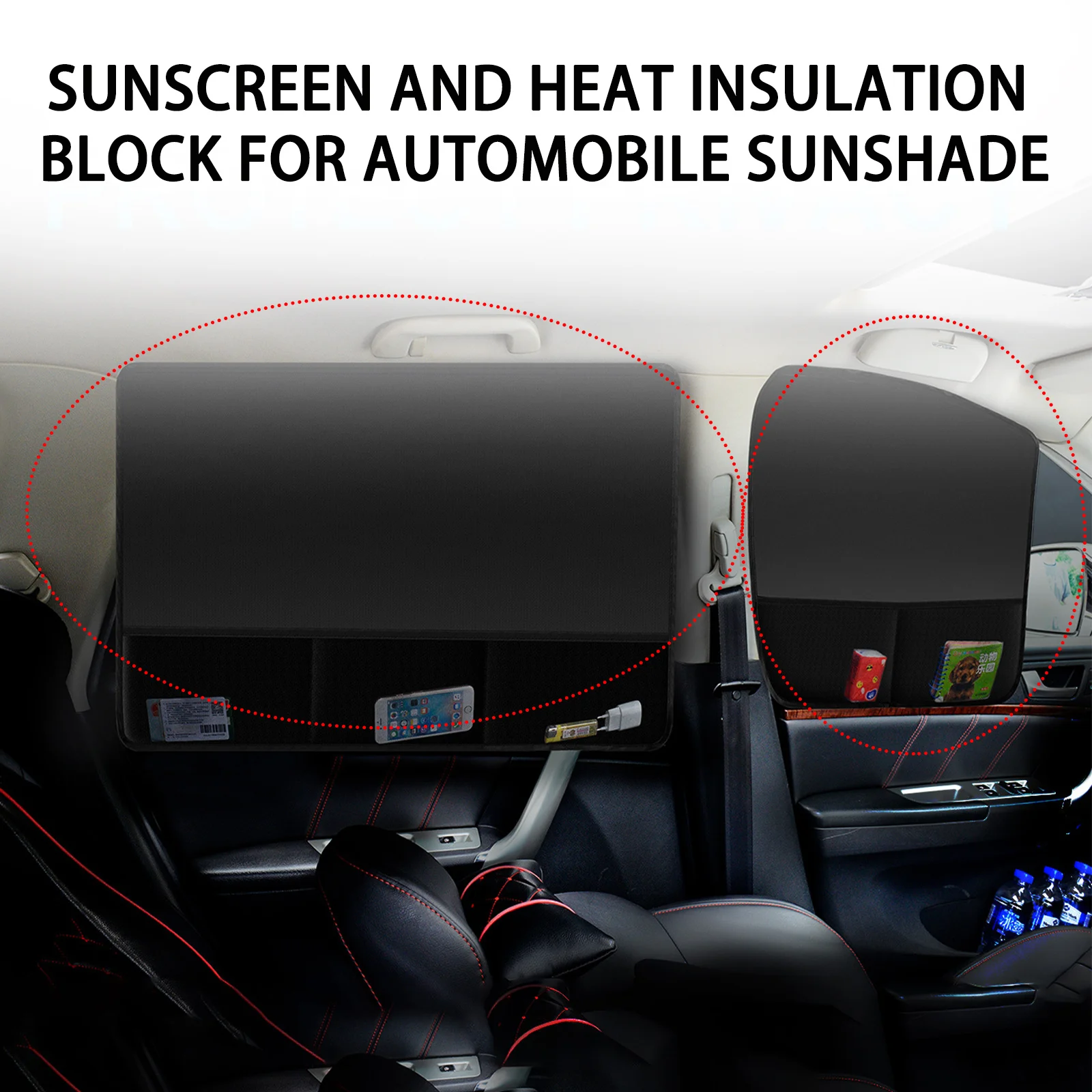 

Солнцезащитный козырек из ткани Оксфорд для автомобиля, 2 шт., теплоизоляционная липучка, солнцезащитный козырек для передних и задних окон ...