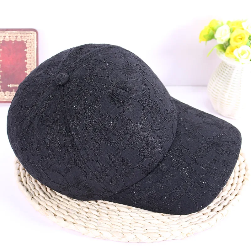 

Floral Lace Embroidered Net Caps Women Fashionable Cotton Baseball Cap Breathable Sunshade Summer Outdoor Casual Sports Snapback