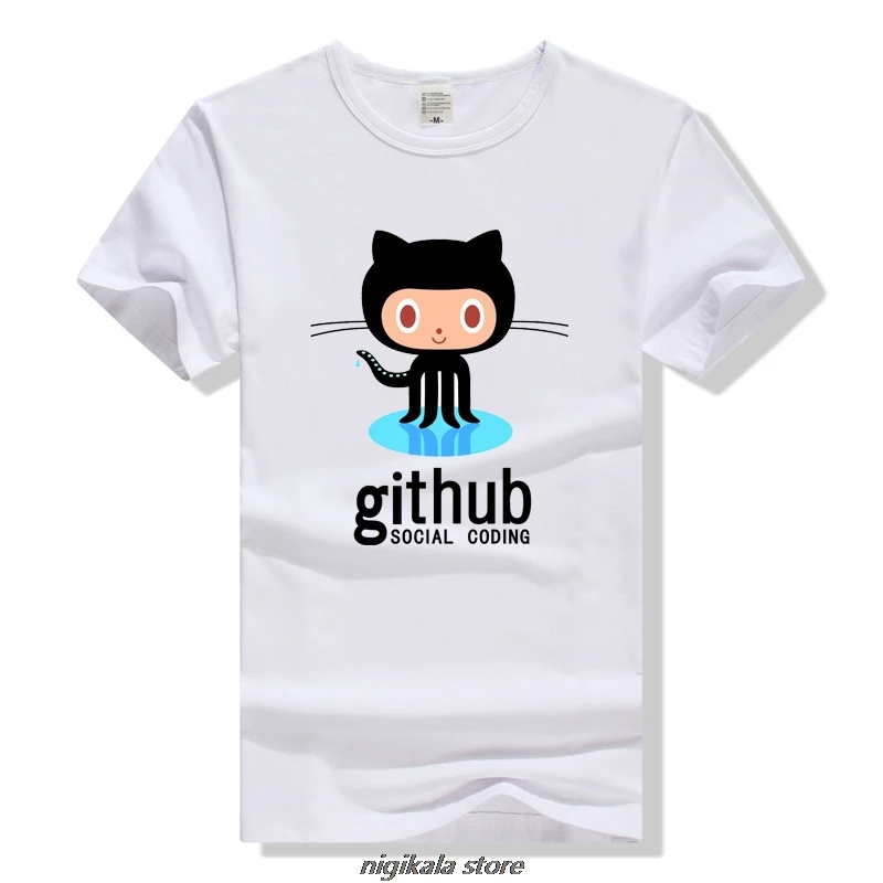 White TEEWINING Github футболка для мужчин и женщин футболка с коротким рукавом Уличная одежда - Цвет: White