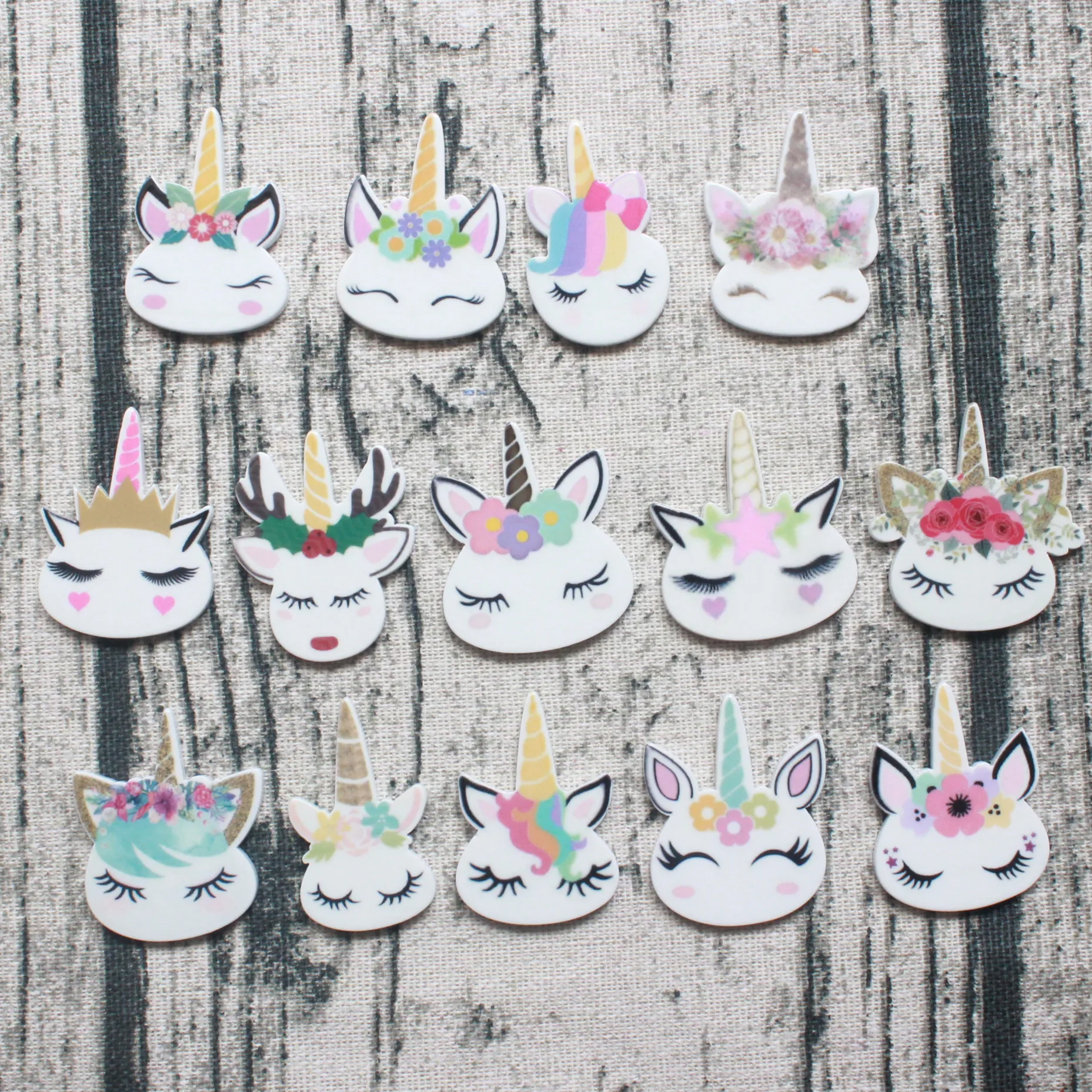 15 шт./лот кавайная плоская резиновая Голова Единорога кабошоны аксессуары | Дом и